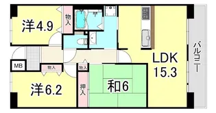 URルゼフィール立花 1号棟【4階】の間取り