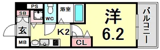 プレサンス神戸裁判所前デリシア【2階】の間取り