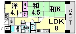 プロスペリテ神戸【7階】の間取り