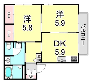 ディアス離宮山手C【2階】の間取り