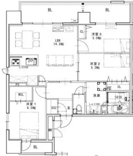 S-RESIDENCE博多駅東awesome【13階】の間取り