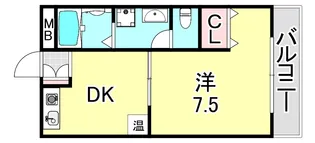 リブイン六甲【3階】の間取り