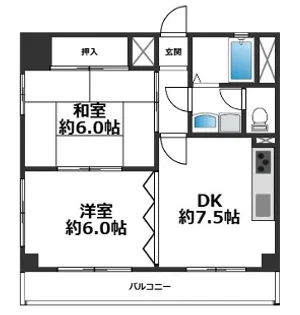 ガーデンハイツ須磨【2階】の間取り