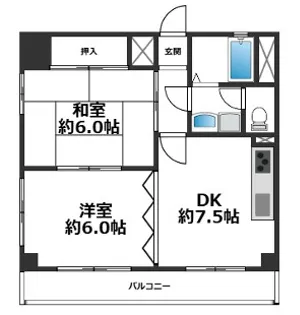 ガーデンハイツ須磨【2階】の間取り