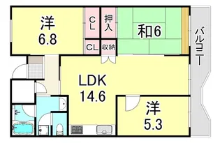 UR武庫川 28号棟【5階】の間取り