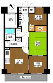 シーガル・パレス板宿【9階】の間取り