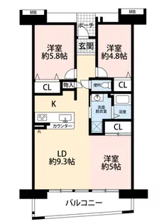 アーベインルネス別府1号棟【4階】の間取り