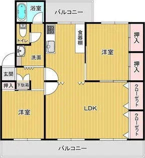 室見第一住宅4号棟【4階】の間取り