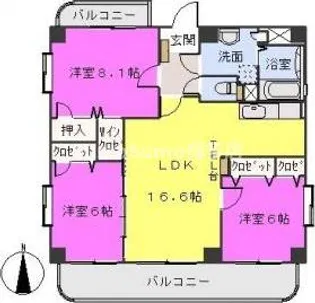 リバーサイド弥生【2階】の間取り