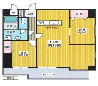 コスモアベニュー新長田【4階】の間取り