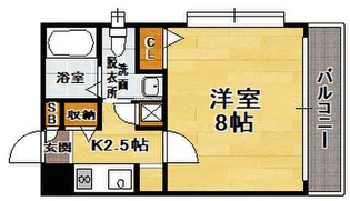 ピュアドームラシュールイン博多【8階】の間取り