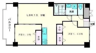 クレールライフ高宮【6階】の間取り