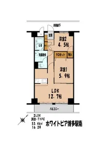 ホワイトピア博多駅南【9階】の間取り