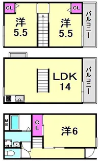 クレスト甲東園 A棟の間取り