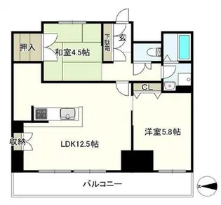 アスタ新長田タワーズコート2番館タワー棟【6階】の間取り