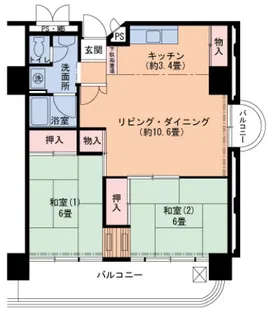 UR武庫川 2号棟【10階】の間取り