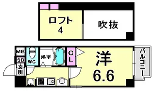 エステムコート三宮EASTⅡリベルテ【7階】の間取り