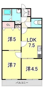 エルベコート東園田【1階】の間取り