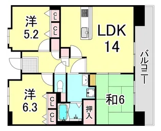 UR西宮マリナパークシティ丘のある街 2号棟【12階】の間取り