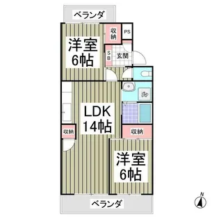行田ハイツ2号棟【2階】の間取り