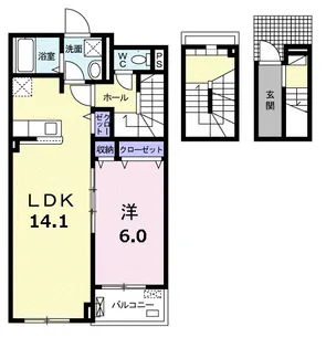 オランジュ・ウエスト【3階】の間取り