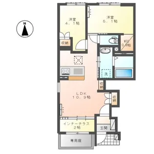 仮)深谷市国済寺スターテラスII【1階】の間取り