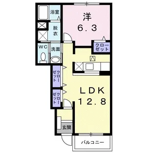 プリムロ−ズB【1階】の間取り