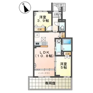 鶴ヶ島市脚折町6丁目アパートⅡ期新築工事【1階】の間取り