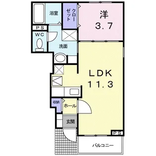 モダン ソレイユII【1階】の間取り