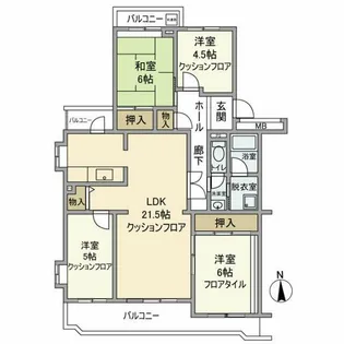 パークタウン五領2号棟【5階】の間取り