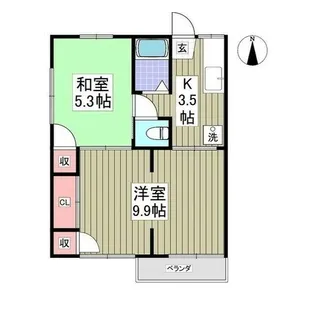 コーポたちばなB【2階】の間取り