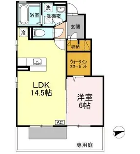 フェリス河内 B棟【1階】の間取り