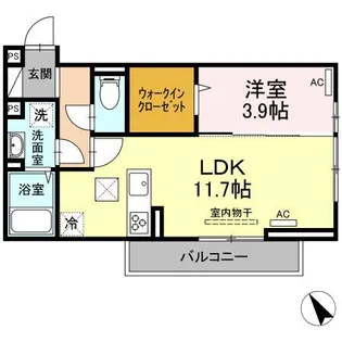 ブランネージュ下松【102号室】の間取り