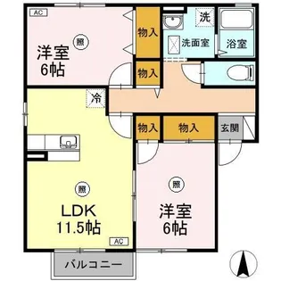 パティオ I棟【I201号室】の間取り