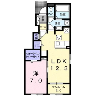 パレ・ルミエールB【1階】の間取り