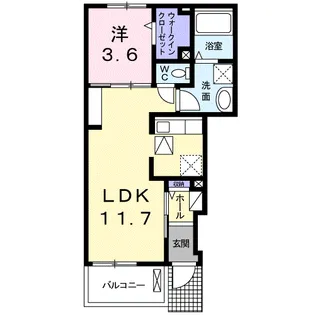 プティネージュ トロワ【1階】の間取り
