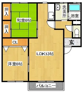 第二グリーンコーポ長門【2階】の間取り