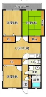 コーポアベニュー大城【106号室】の間取り