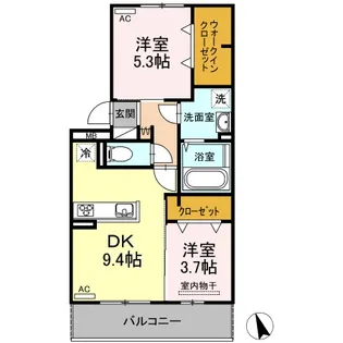 ペルラディアマンテ A棟【103号室号室】の間取り