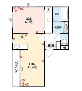 グランディール宮ノ陣【3階】の間取り