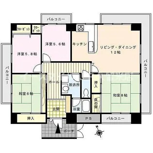 グランドシャルマン【304号室】の間取り