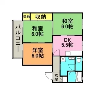 ヴィラパピヨンB棟【205号号室】の間取り