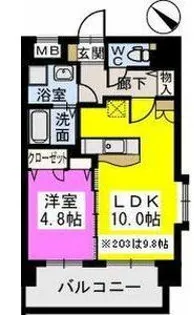 ピュア博多駅南弐番館【9階】の間取り