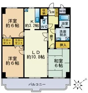クレスティ空港前【8階】の間取り