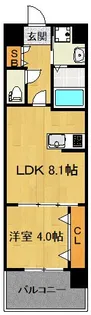1LDKの間取り画像