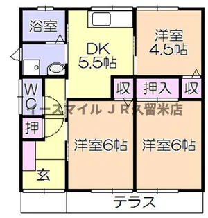 福岡県久留米市南3丁目【一戸建】の間取り