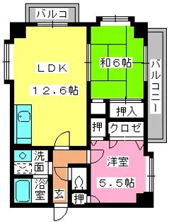 2LDKの間取り画像