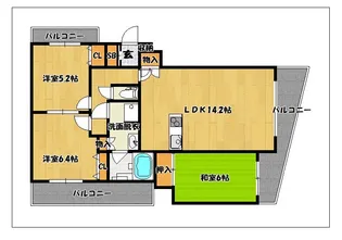 福岡県福岡市博多区銀天町1丁目【マンション】の間取り