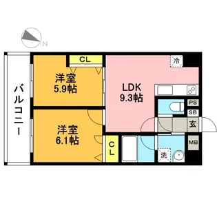 コンダクト福岡東【315●号室】の間取り