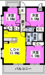 コンフォート東比恵【8階】の間取り